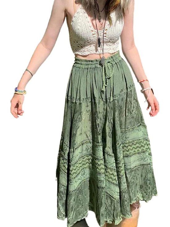 Other - Grunge Fairycore Clothes Alt Aesthetic Peasant Skirt 90s E-Girl Harajuku Cottage